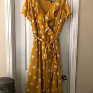 Mustard yellow polka dot dress